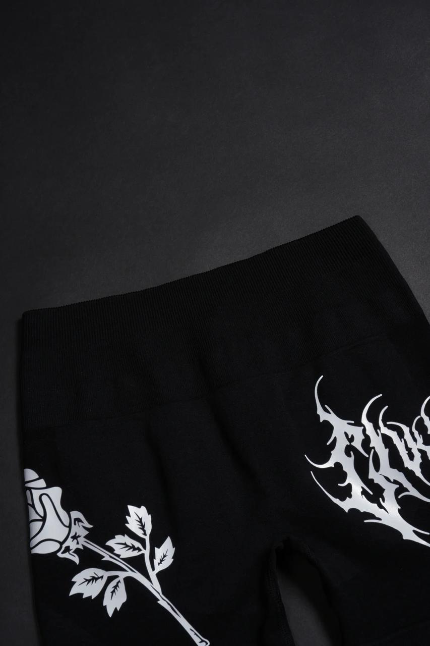 SIGILISM ROSES KELLY SEAMLESS SHORTS IN BLACK