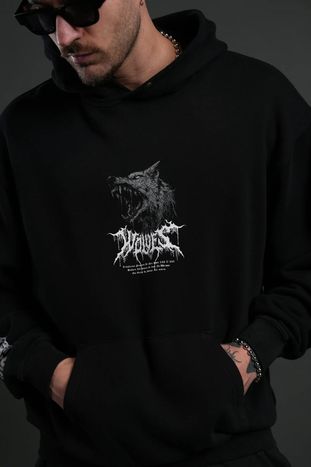FENRIR STORM "PIERCE" HOODIE IN BLACK DRIFT WASH