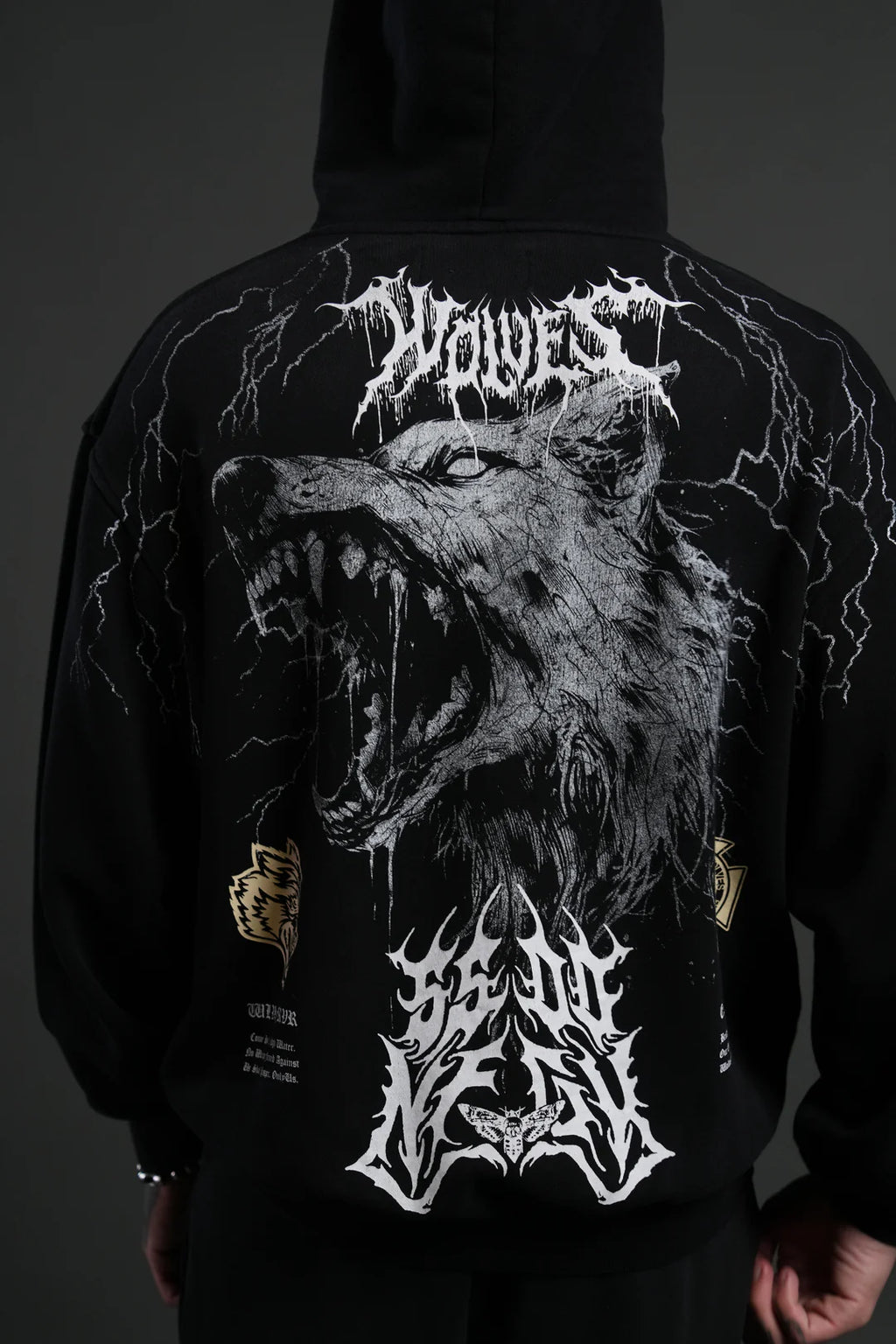 FENRIR STORM "PIERCE" HOODIE IN BLACK DRIFT WASH