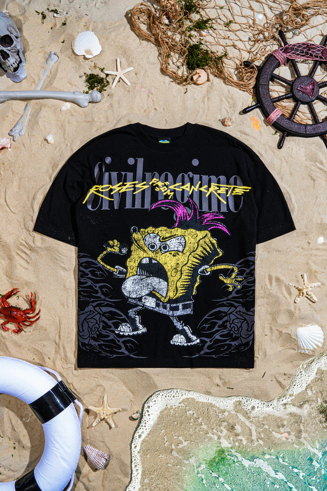 PUNKBOB AMERICAN CLASSIC OVERSIZED TEE IN BLACK