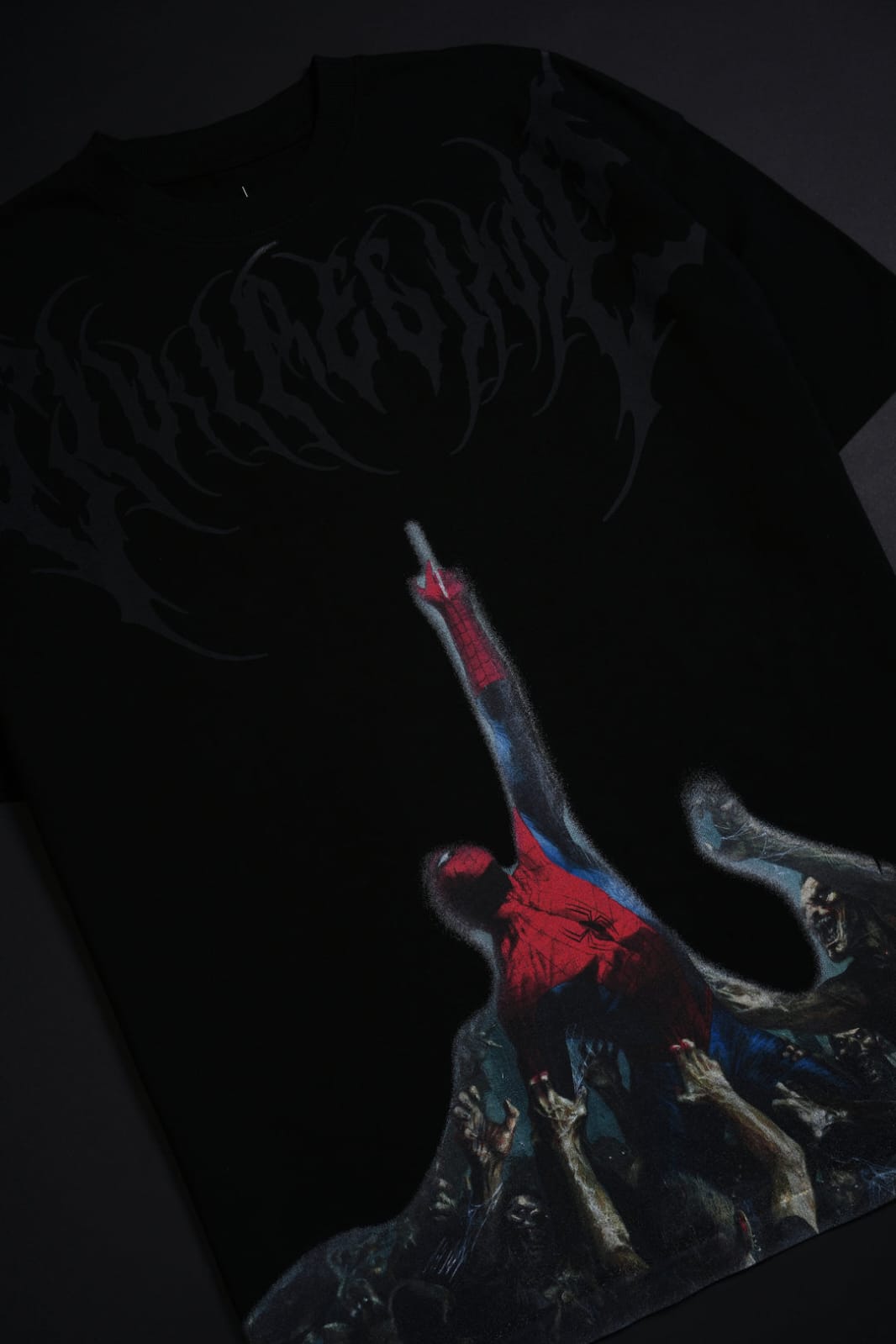 ZOMBIE SPIDERMAN AMERICAN CLASSIC OVERSIZED TEE IN BLACK