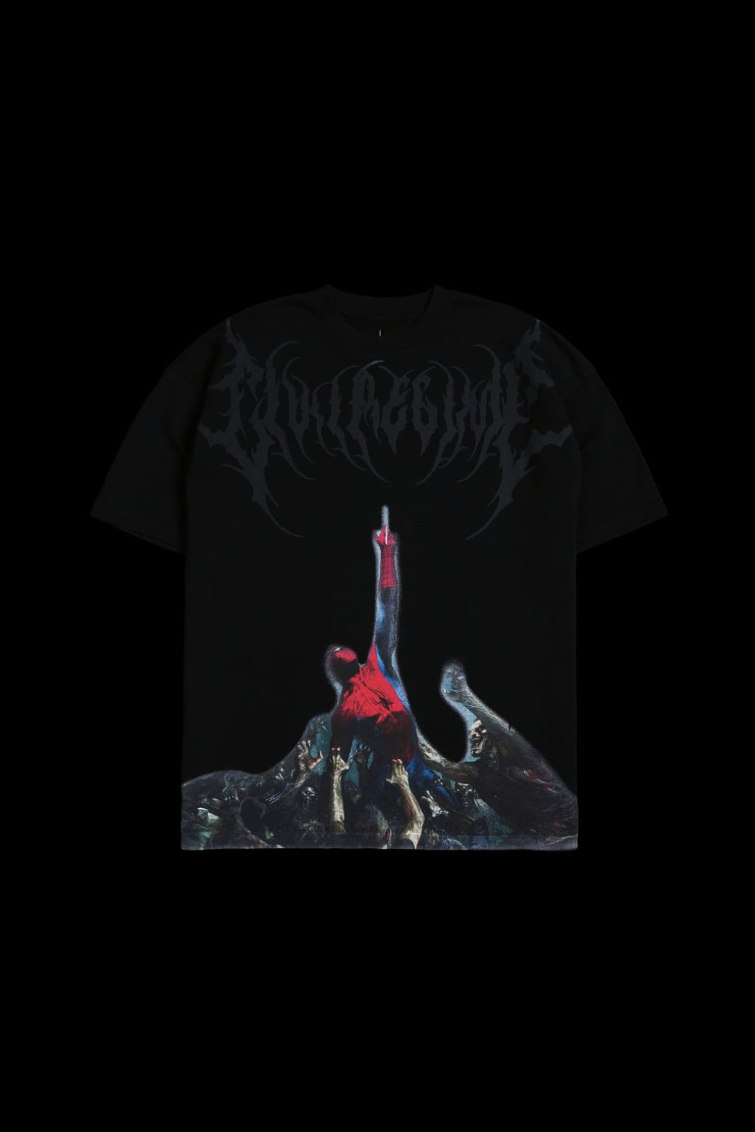 ZOMBIE SPIDERMAN AMERICAN CLASSIC OVERSIZED TEE IN BLACK