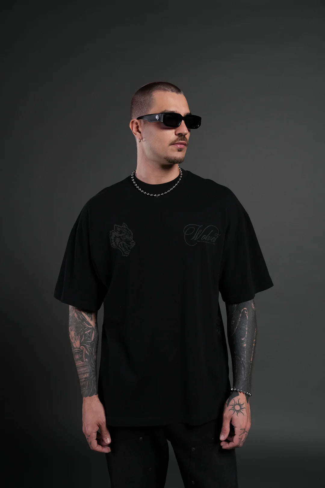 NOCTURNE BLOOM PREMIUM OVERSIZED TEE IN BLACK