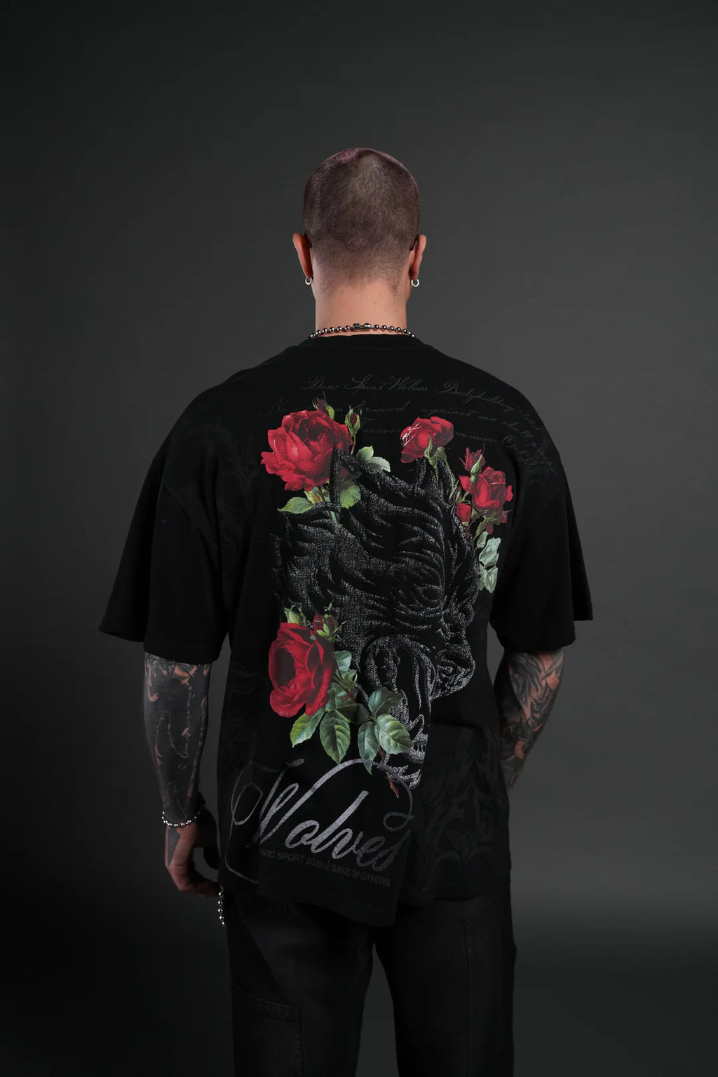 NOCTURNE BLOOM PREMIUM OVERSIZED TEE IN BLACK