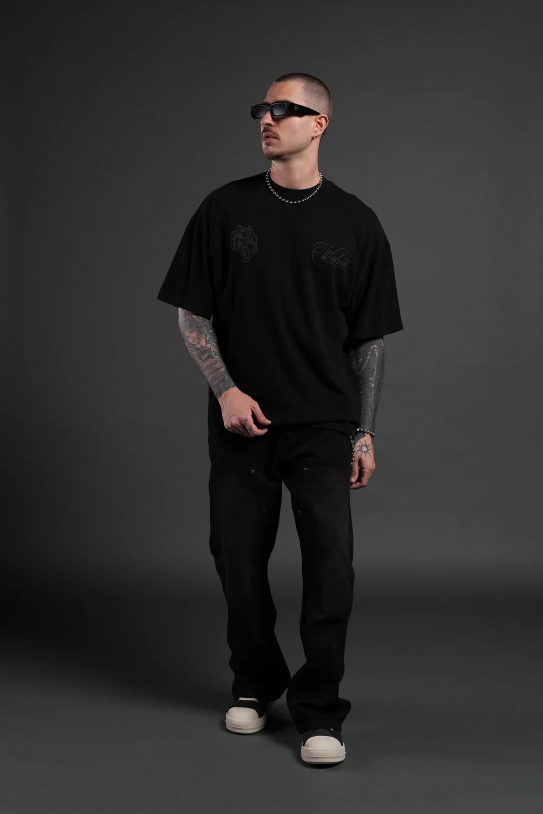 NOCTURNE BLOOM PREMIUM OVERSIZED TEE IN BLACK