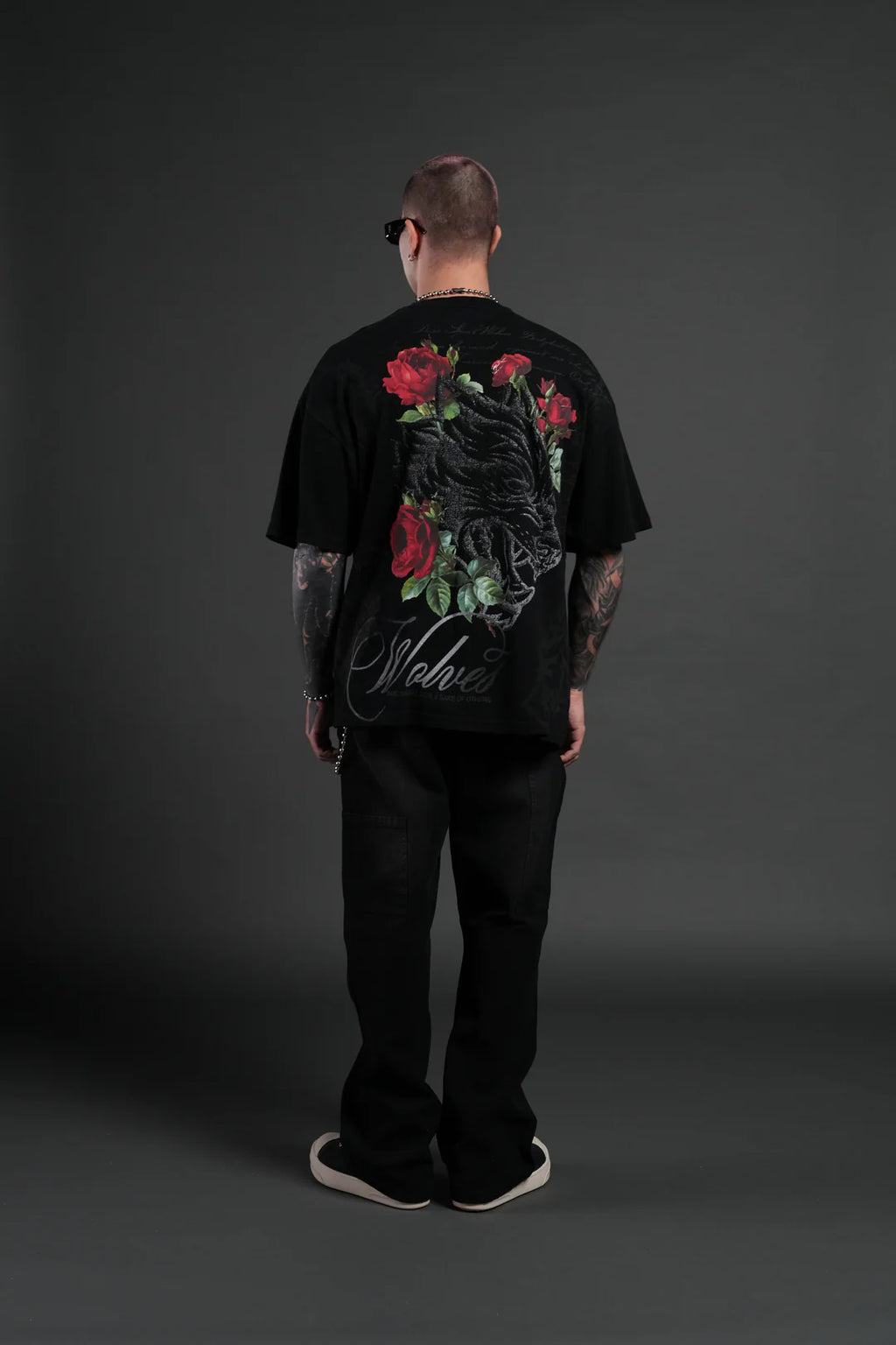 NOCTURNE BLOOM PREMIUM OVERSIZED TEE IN BLACK