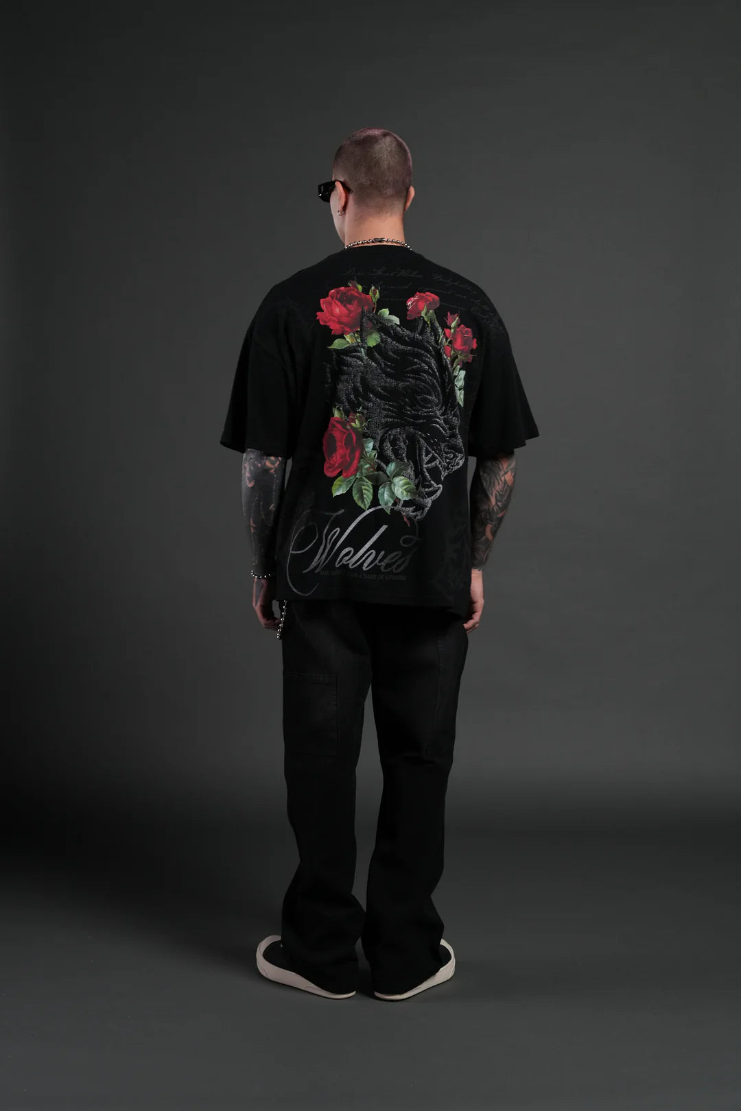 NOCTURNE BLOOM PREMIUM OVERSIZED TEE IN BLACK