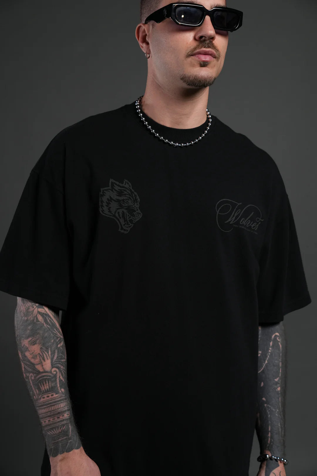 NOCTURNE BLOOM PREMIUM OVERSIZED TEE IN BLACK