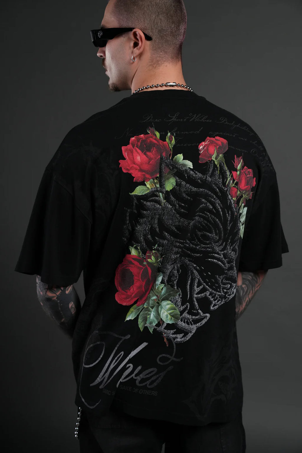 NOCTURNE BLOOM PREMIUM OVERSIZED TEE IN BLACK