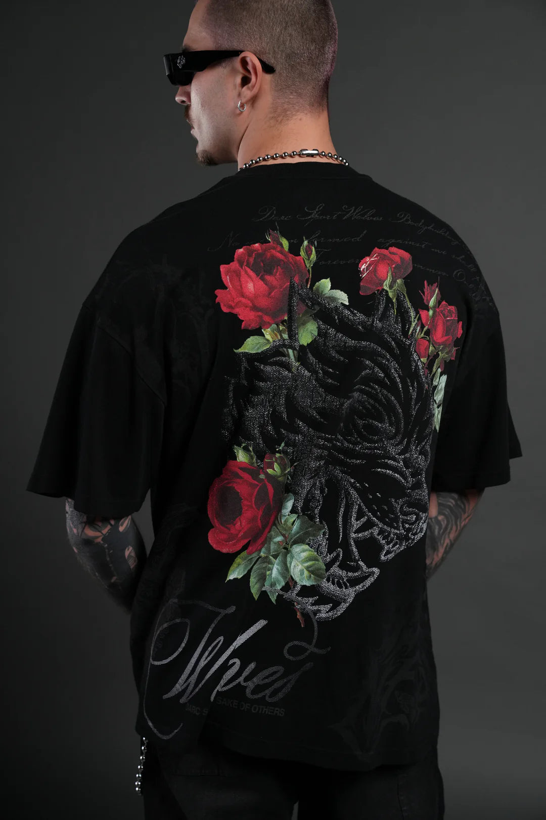 NOCTURNE BLOOM PREMIUM OVERSIZED TEE IN BLACK