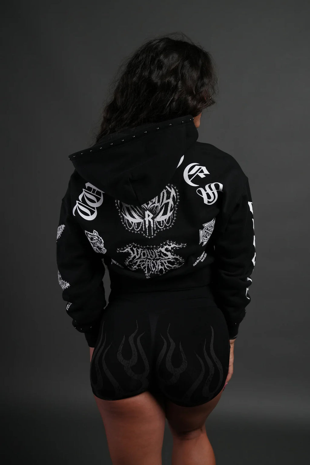 GIVE IT YOUR ALL "SAGE" CROPPED ZIP HOODIE IN BLACK