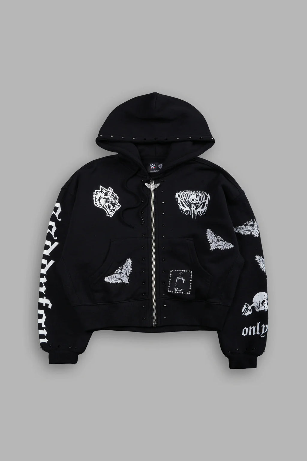 GIVE IT YOUR ALL "SAGE" CROPPED ZIP HOODIE IN BLACK
