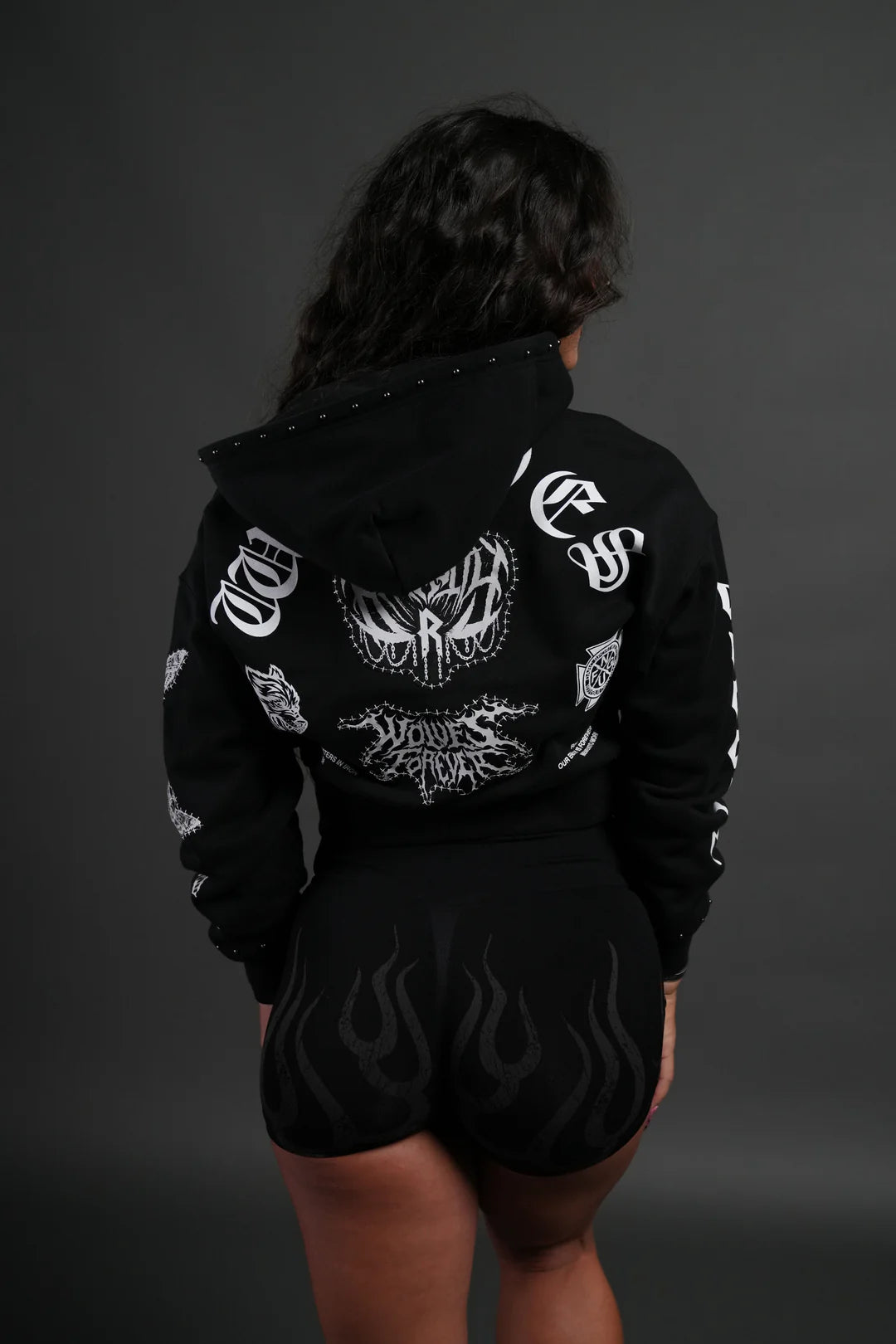 GIVE IT YOUR ALL "SAGE" CROPPED ZIP HOODIE IN BLACK