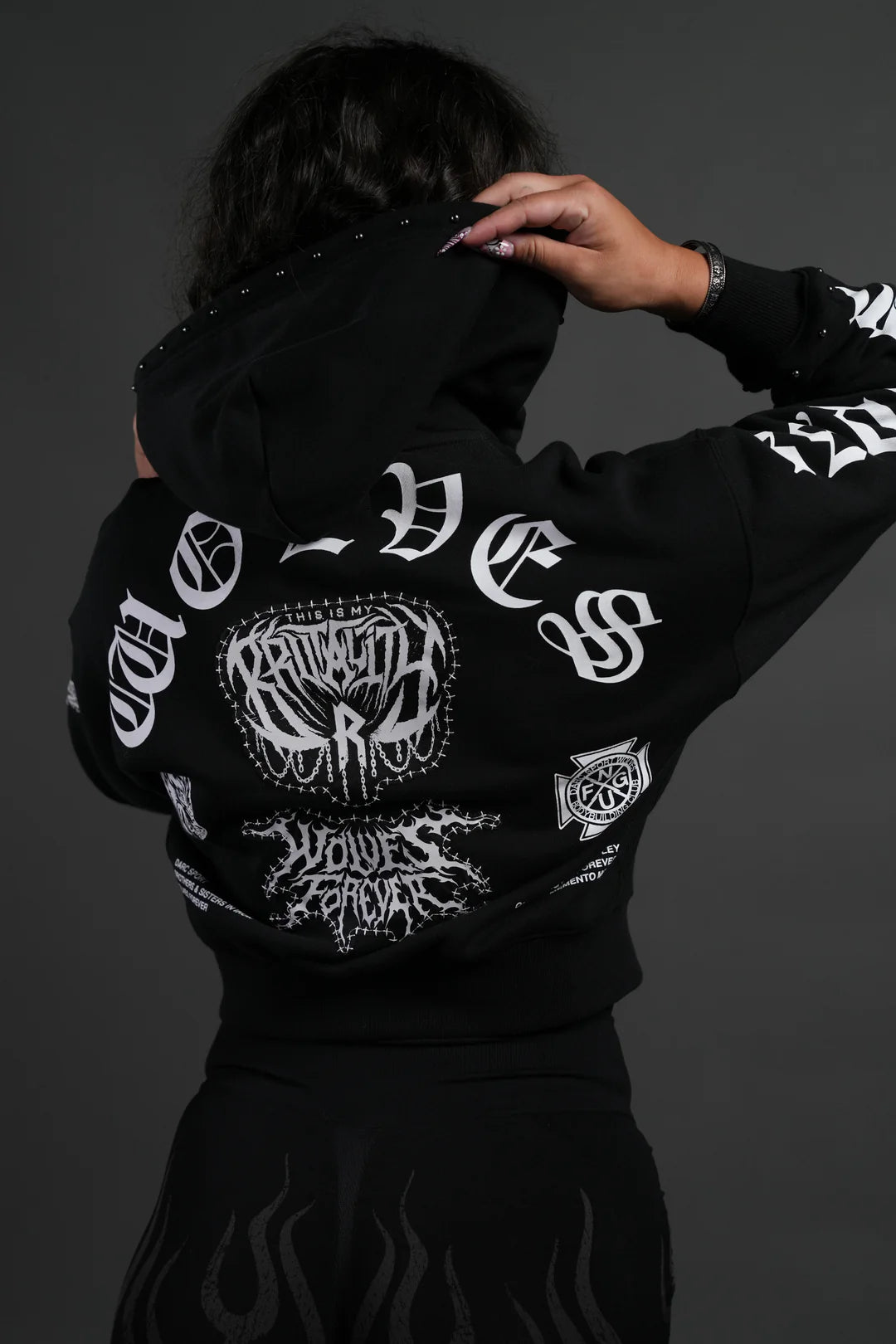 GIVE IT YOUR ALL "SAGE" CROPPED ZIP HOODIE IN BLACK
