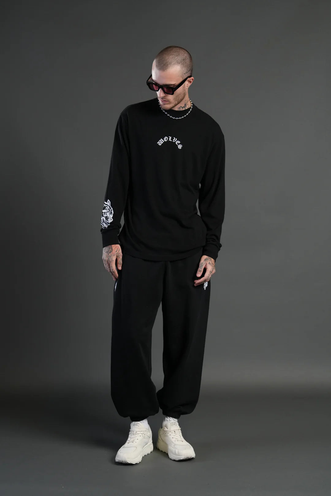 DUAL LOUNGER UNISEX SWEAT PANTS IN BLACK