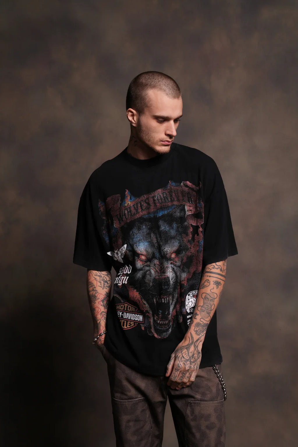 INFERNO WOLF "PREMIUM" OVERSIZED TEE IN BLACK