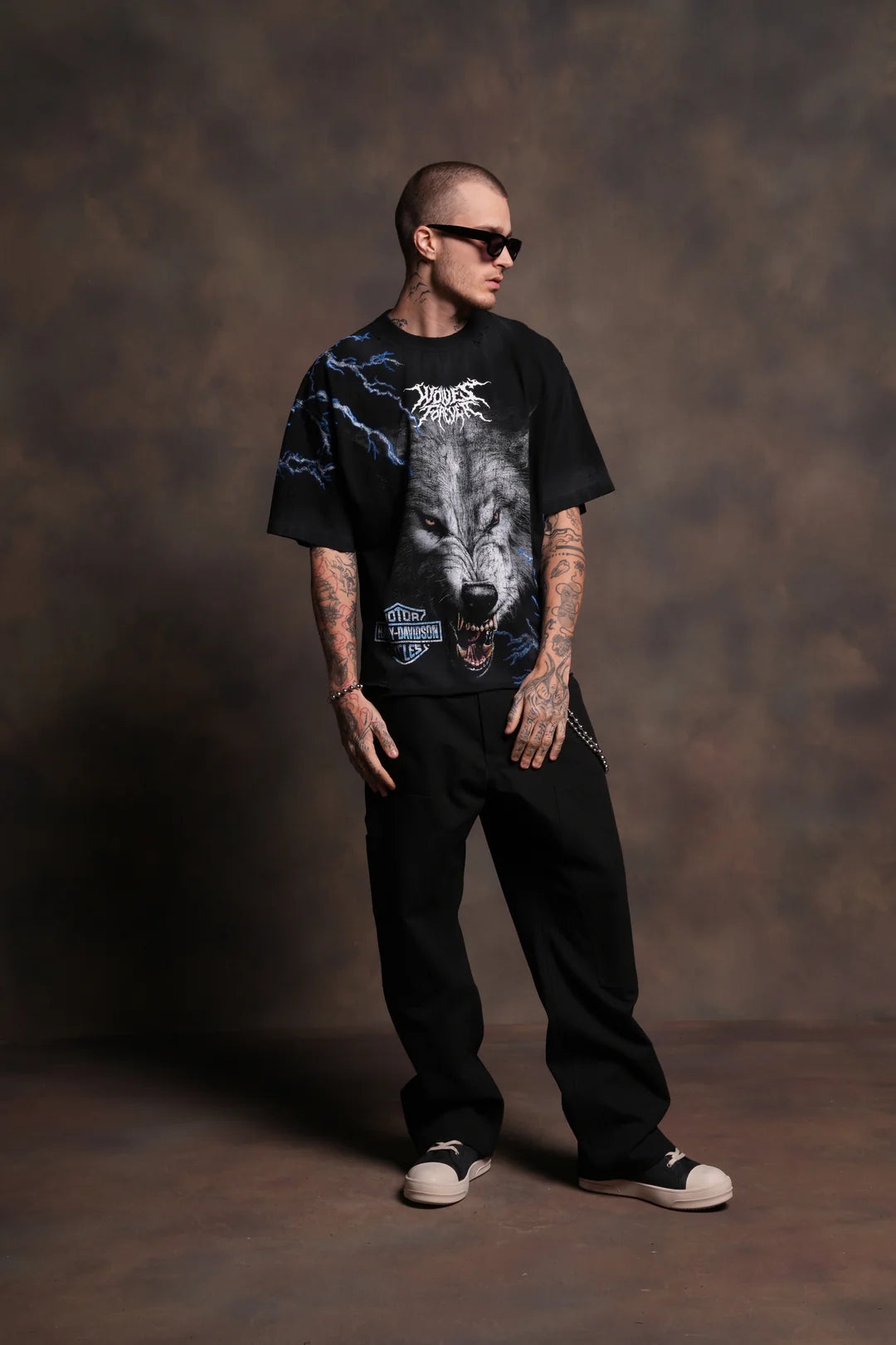 WE WERE NEVER THE SAME DISTRESSED GRUNGE TEE IN BLACK DRIFT WASH