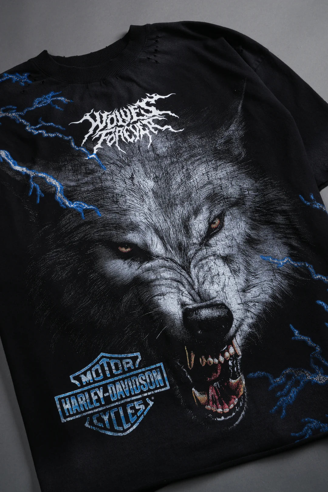 WE WERE NEVER THE SAME DISTRESSED GRUNGE TEE IN BLACK DRIFT WASH