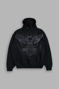 H-D MOTH INFERNO PIERCE HOODIE IN BLACK