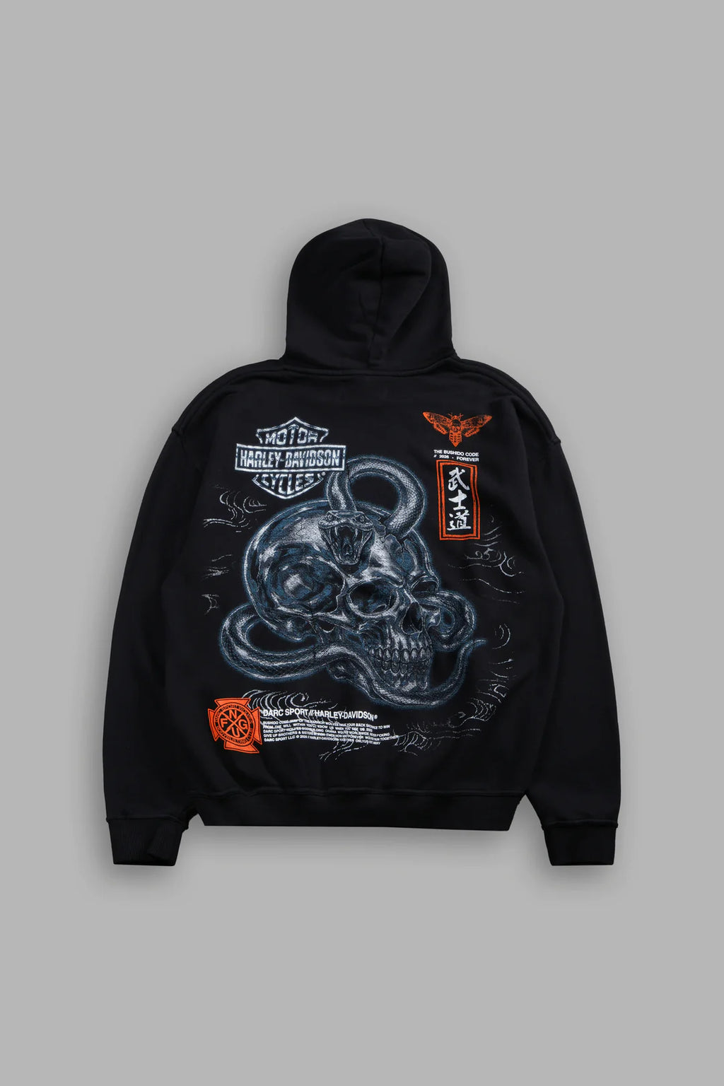 SKULLS & STEEL BISHOP HOODIE IN BLACK