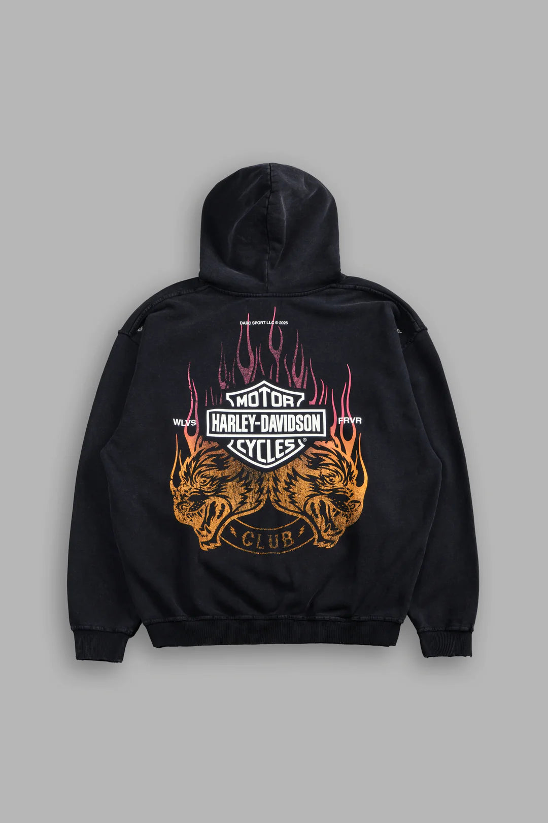 RISING SUN GRUNGE MOATIS HOODIE IN WASHED BLACK