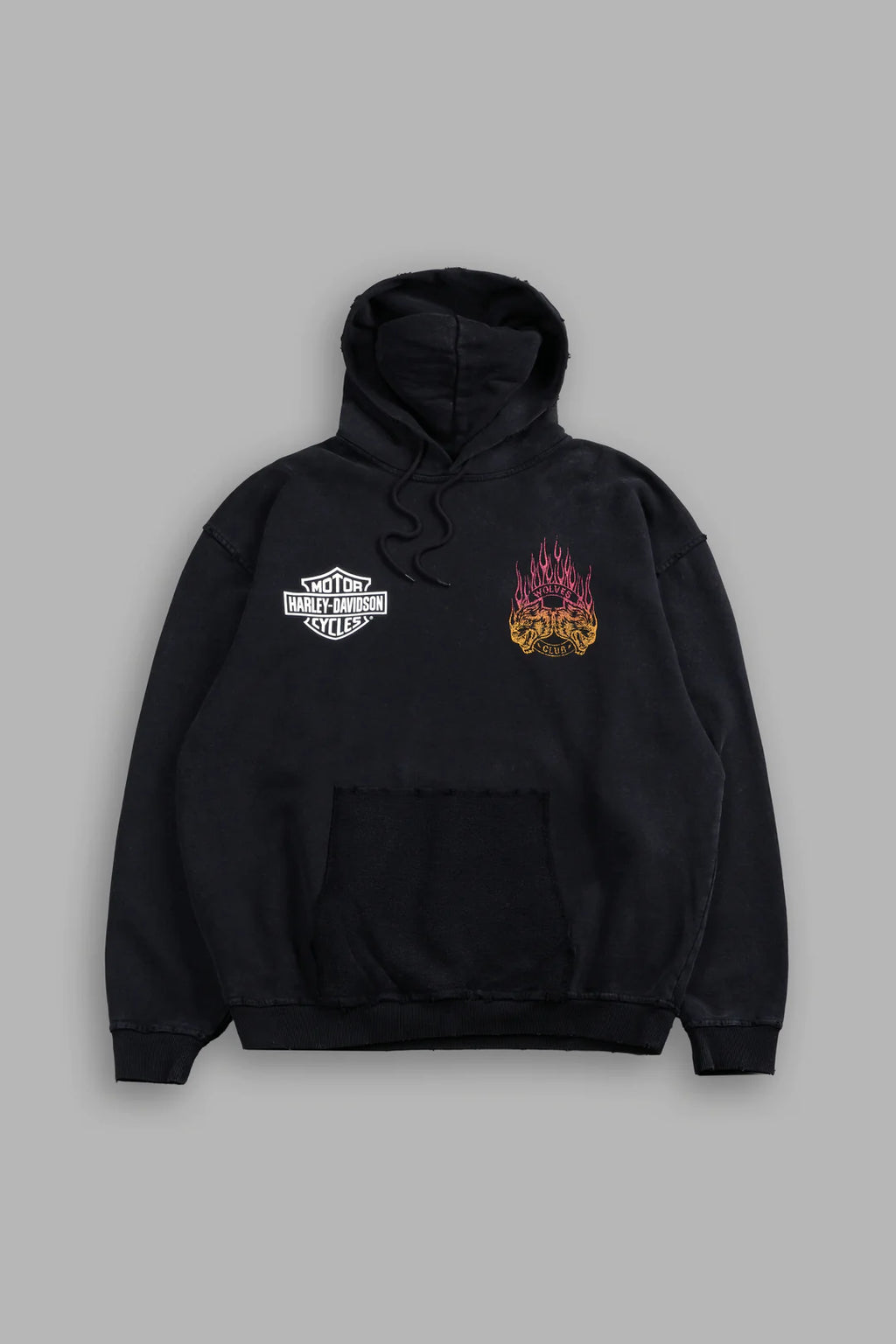 RISING SUN GRUNGE MOATIS HOODIE IN WASHED BLACK