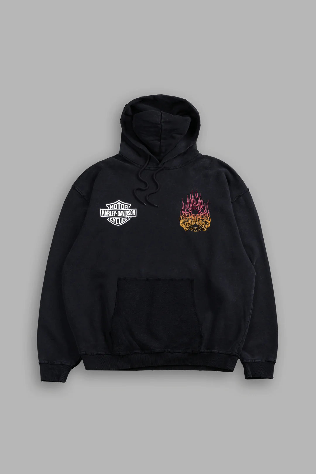RISING SUN GRUNGE MOATIS HOODIE IN WASHED BLACK
