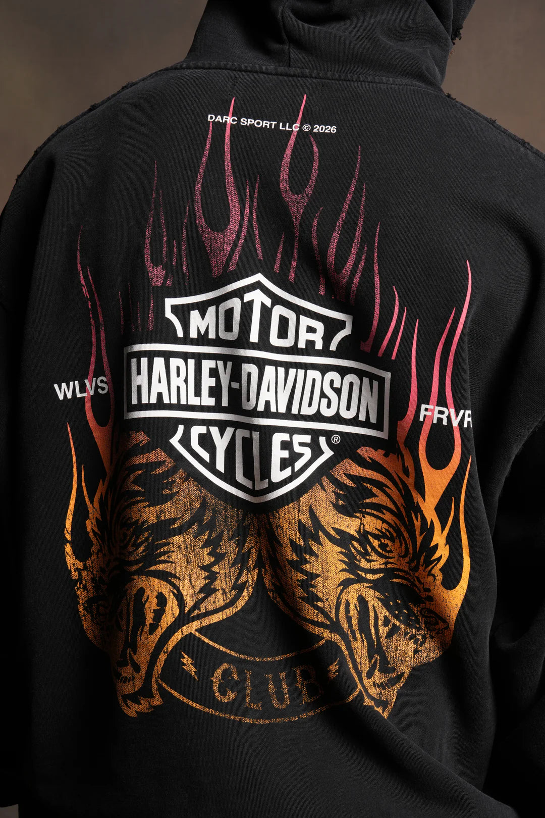 RISING SUN GRUNGE MOATIS HOODIE IN WASHED BLACK