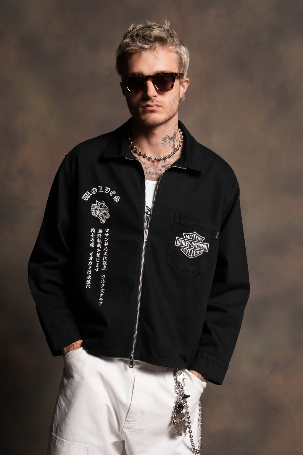 H-D WOLVES INFERNO LS VINCE SHIRT IN BLACK