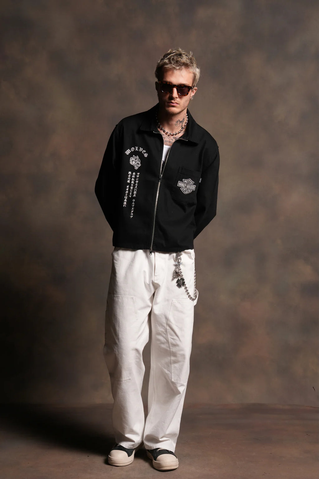 H-D WOLVES INFERNO LS VINCE SHIRT IN BLACK
