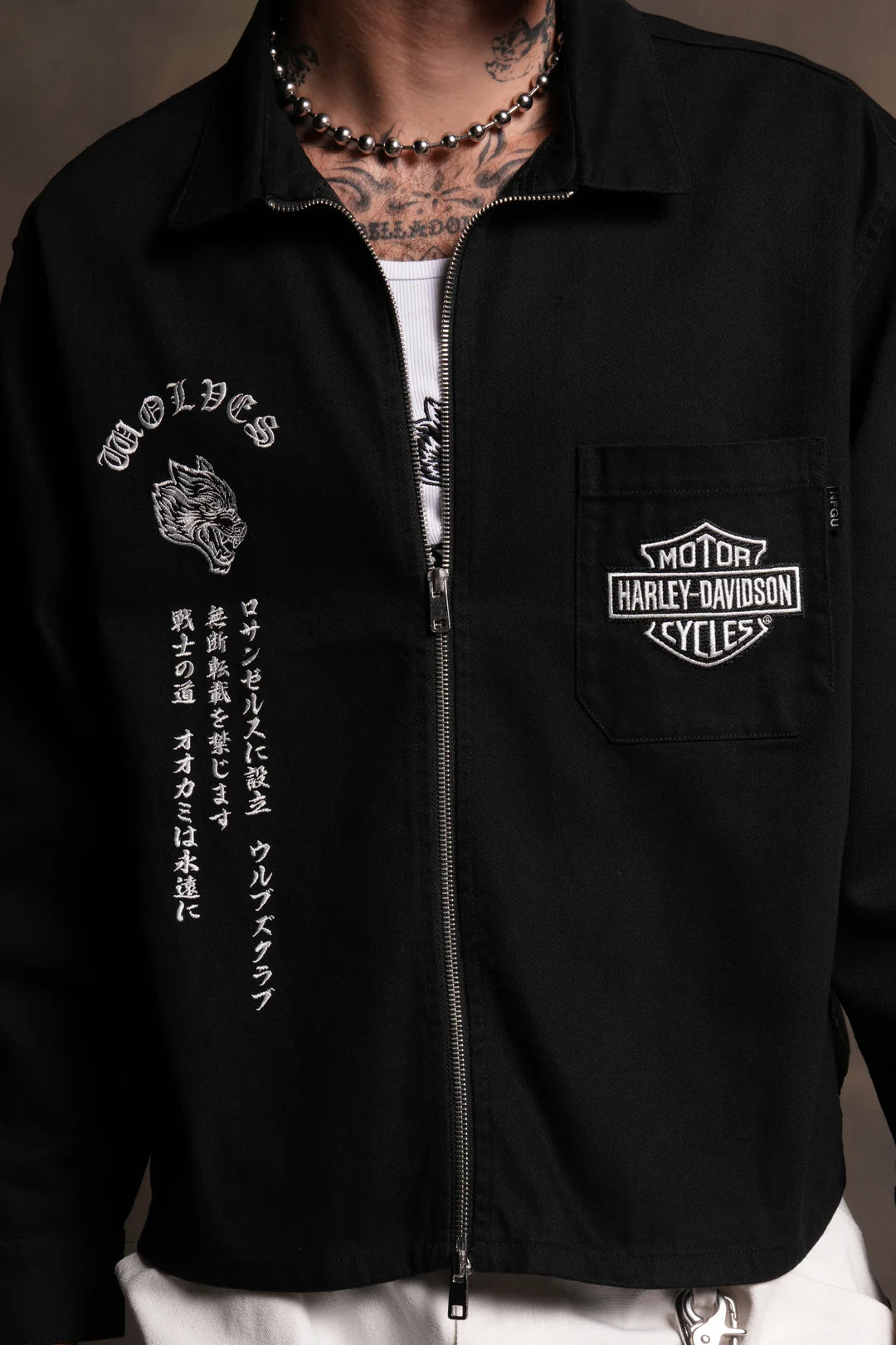 H-D WOLVES INFERNO LS VINCE SHIRT IN BLACK