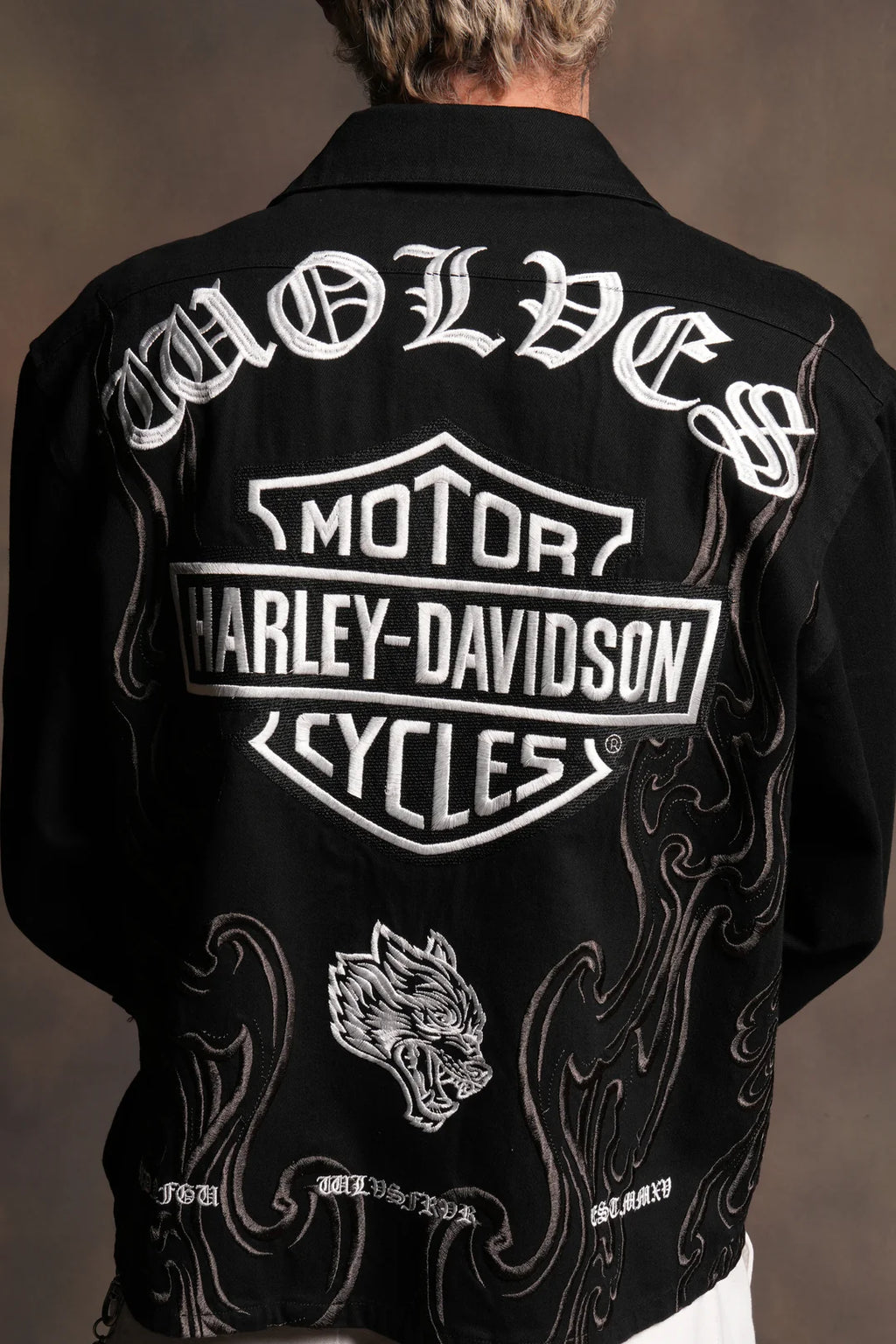 H-D WOLVES INFERNO LS VINCE SHIRT IN BLACK