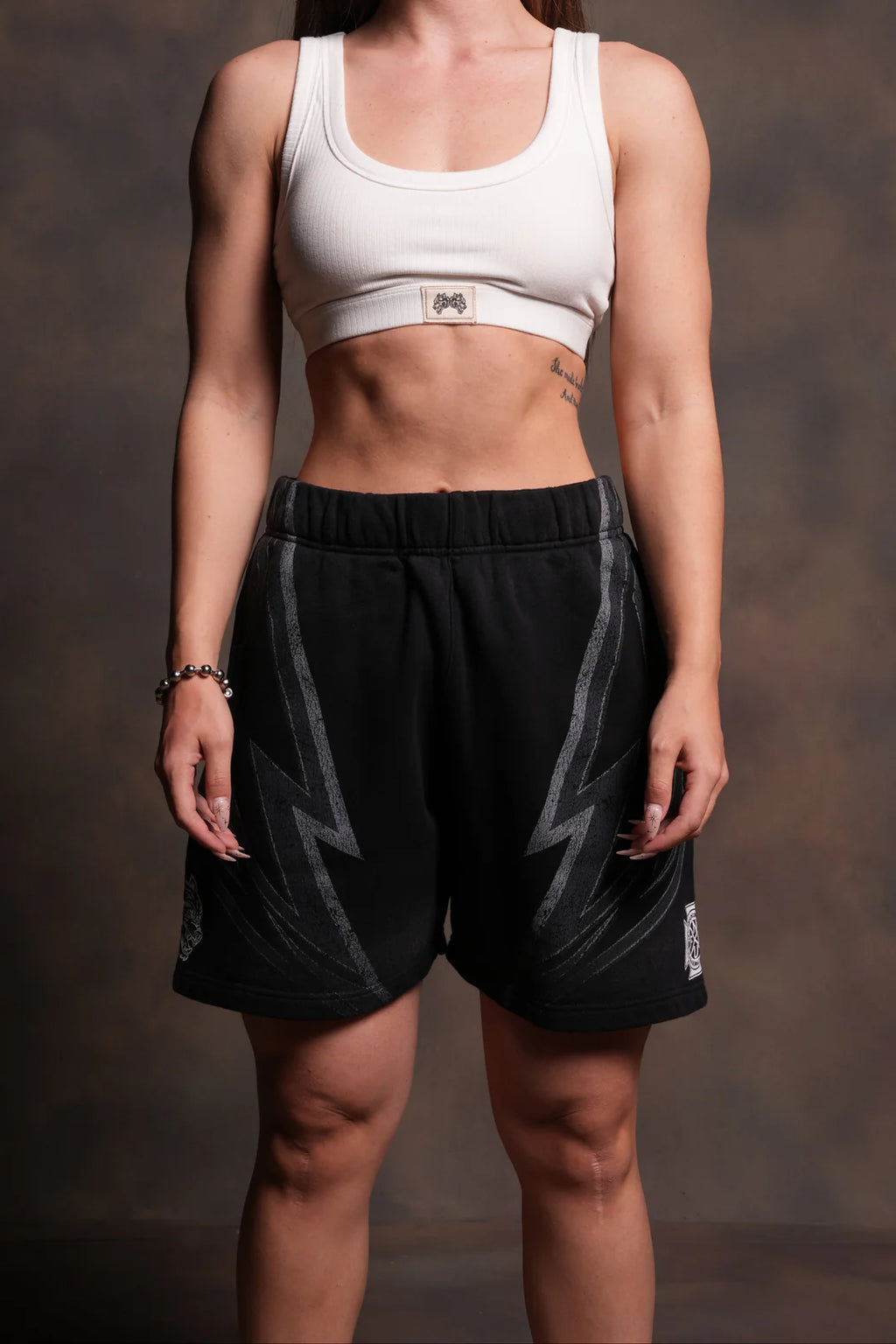 REAL RECOGNIZE REAL UNISEX OVERSIZED POST LOUNGE SWEAT SHORTS V2 IN BLACK DRIFT WASH