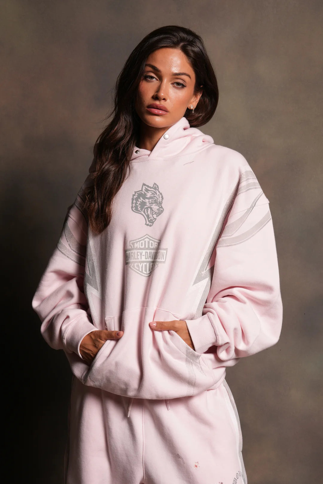 IRON SAKURA PIERCE HOODIE IN BLUSH PINK