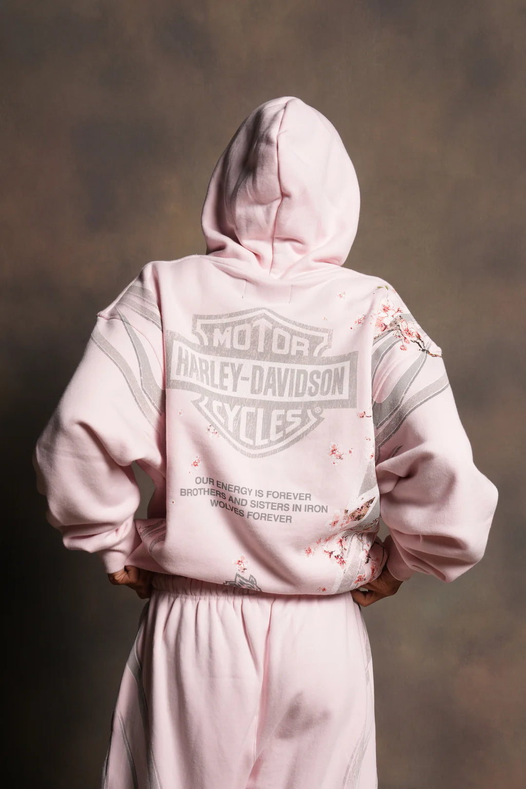 IRON SAKURA PIERCE HOODIE IN BLUSH PINK