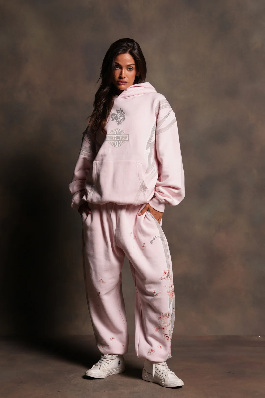 IRON SAKURA PIERCE HOODIE IN BLUSH PINK
