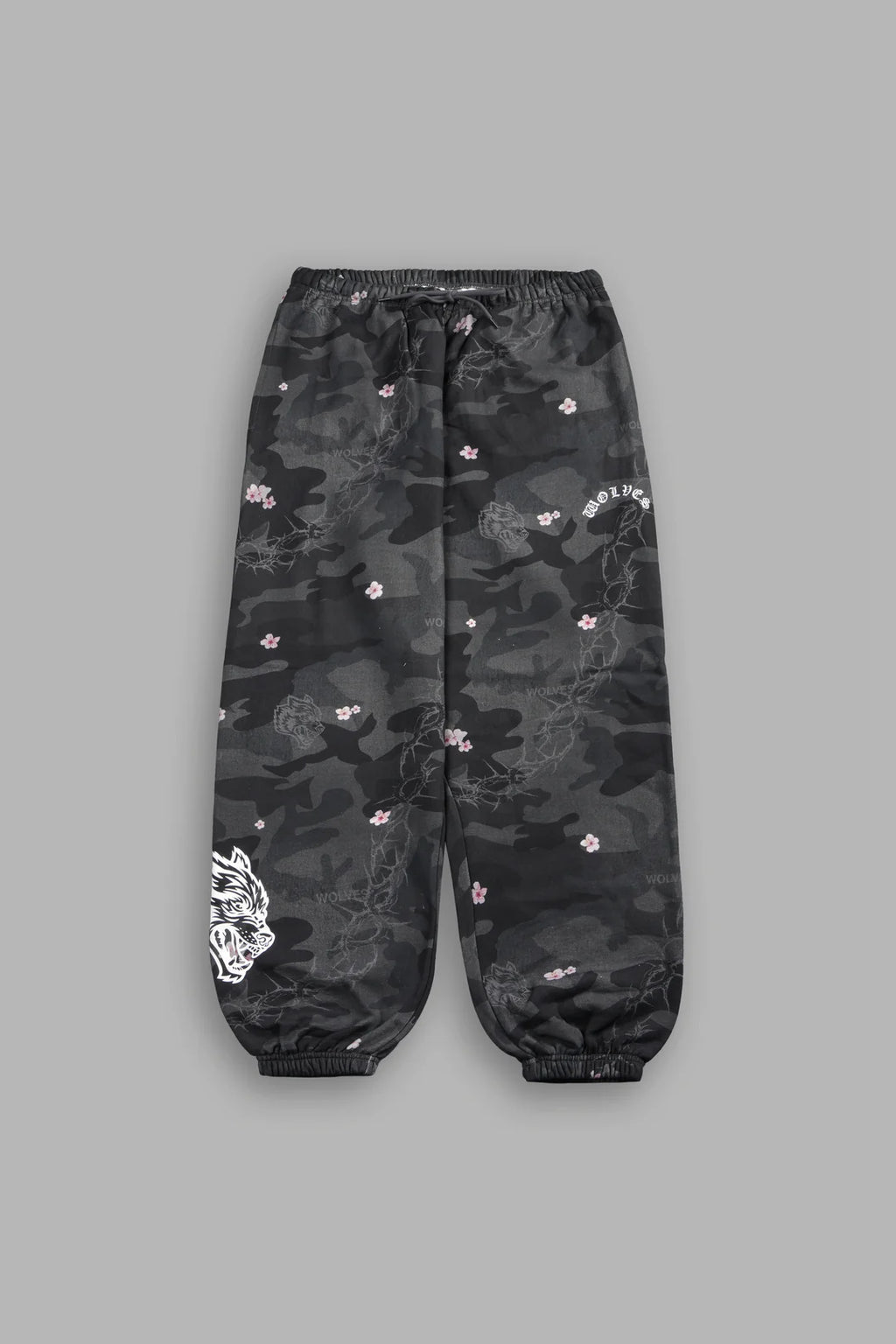 WOLF CHOPPER LIGHTWEIGHT LOUNGER SWEAT PANTS IN WARRIOR IN A GARDEN BLACK CAMO