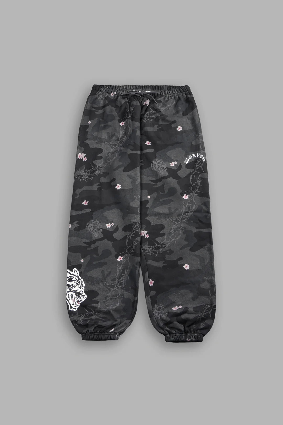 WOLF CHOPPER LIGHTWEIGHT LOUNGER SWEAT PANTS IN WARRIOR IN A GARDEN BLACK CAMO