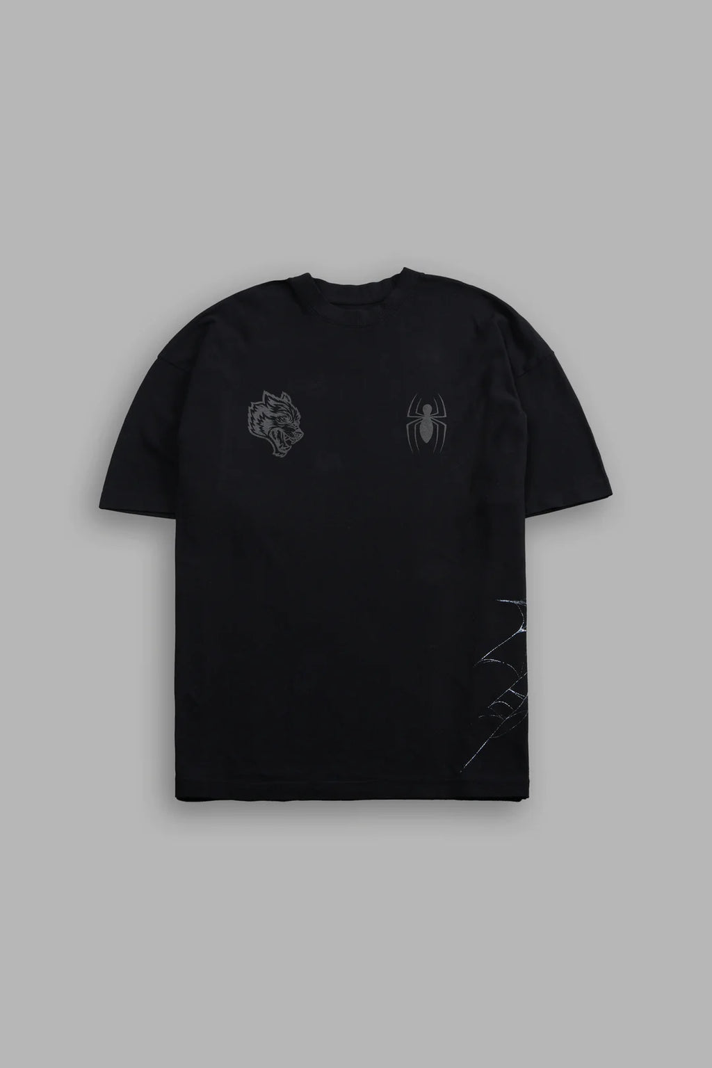 NIGHT SPIDER SIDE-BY-SIDE SERIES PREMIUM OVERSIZED TEE IN BLACK