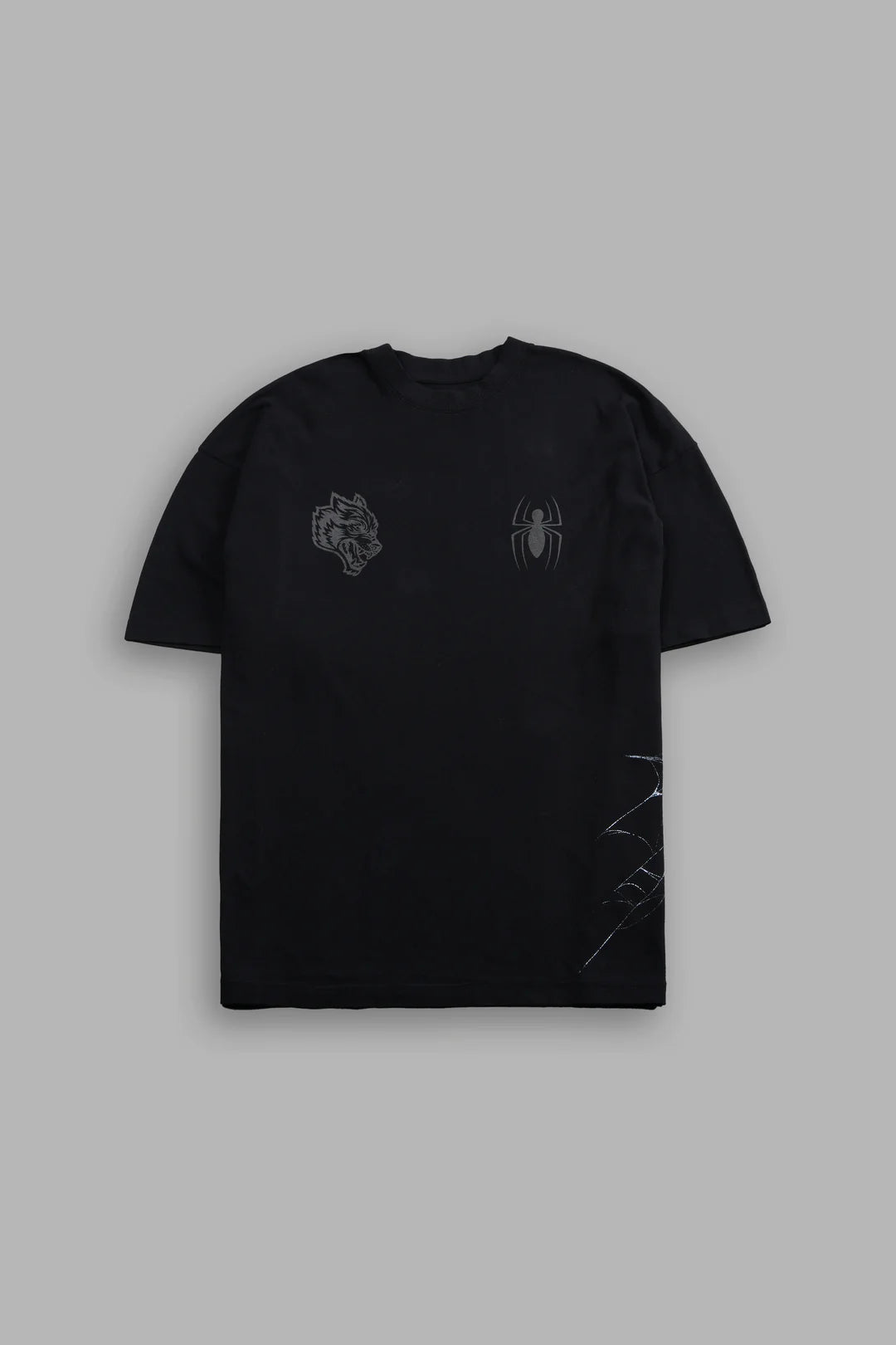 NIGHT SPIDER SIDE-BY-SIDE SERIES PREMIUM OVERSIZED TEE IN BLACK