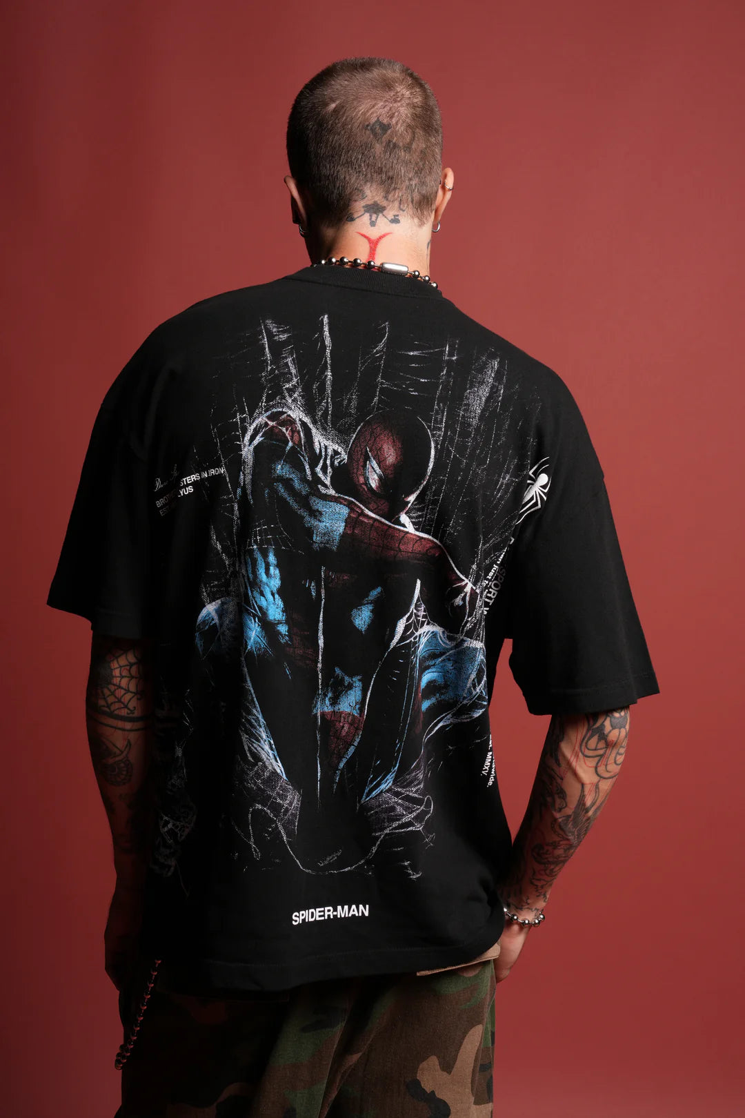 NIGHT SPIDER SIDE-BY-SIDE SERIES PREMIUM OVERSIZED TEE IN BLACK