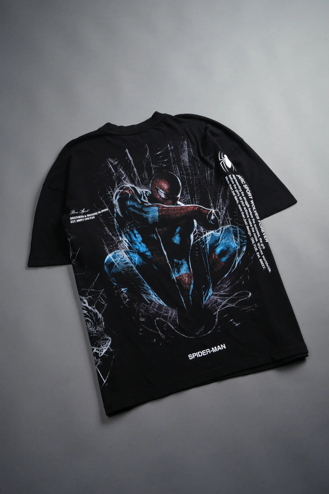 NIGHT SPIDER SIDE-BY-SIDE SERIES PREMIUM OVERSIZED TEE IN BLACK