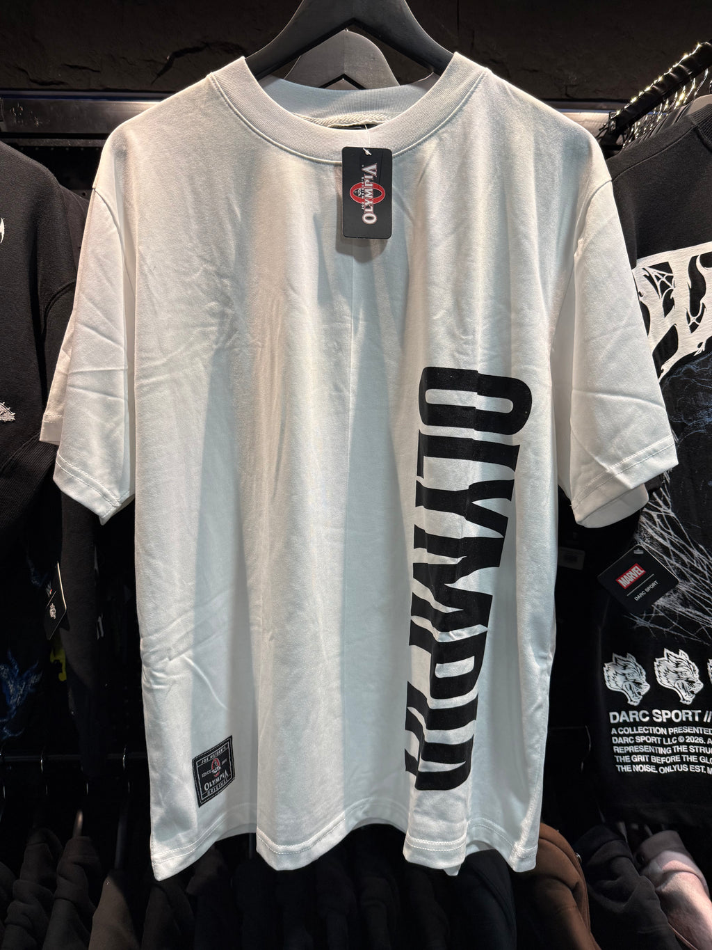 OLYMPIA PREMIUM VERTICLE WHITE OS TEE
